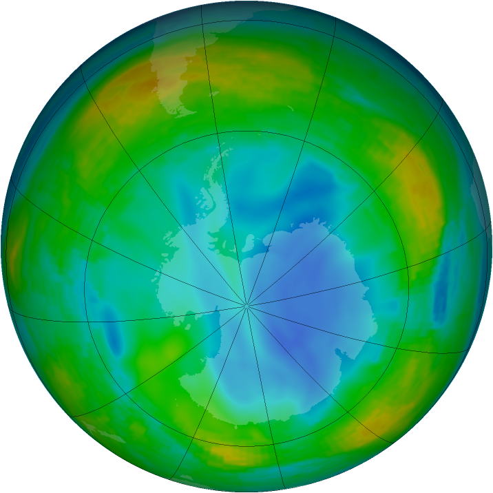 Antarctic ozone map for 20 July 1994